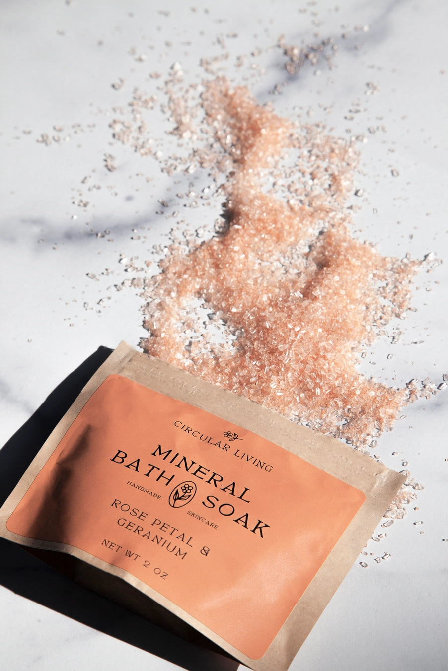 Mineral Bath Soak- Magnesium, Rose Petal & Geranium-~ travel packet